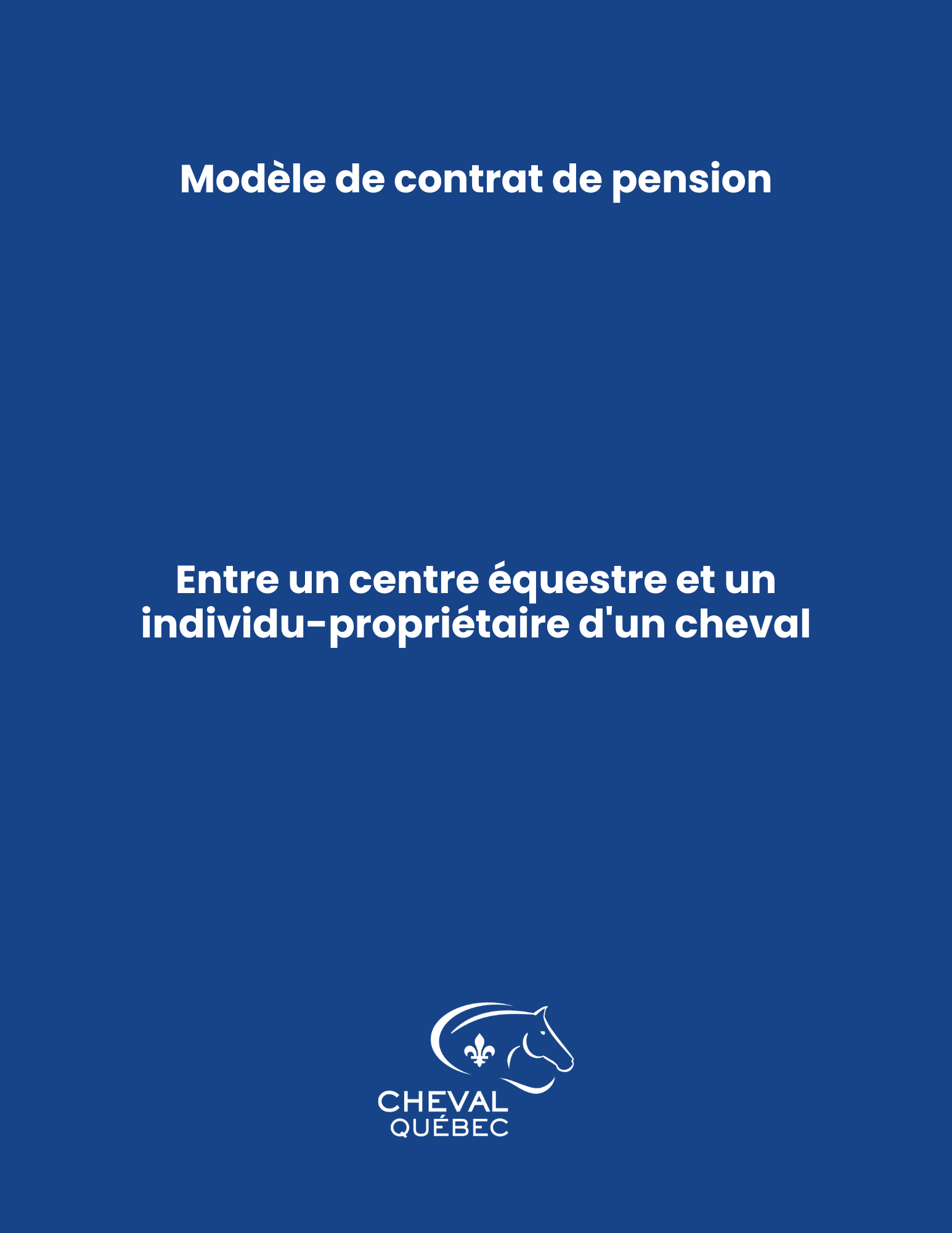 Modèle de contrat - Pension entre un centre équestre et un propriétaire